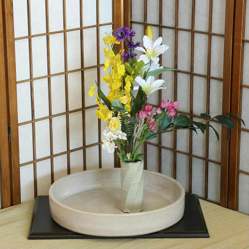 池坊 信楽焼 花生 花器 花瓶 生花 いけばな 高さ約25.5cm 在銘 銘入り