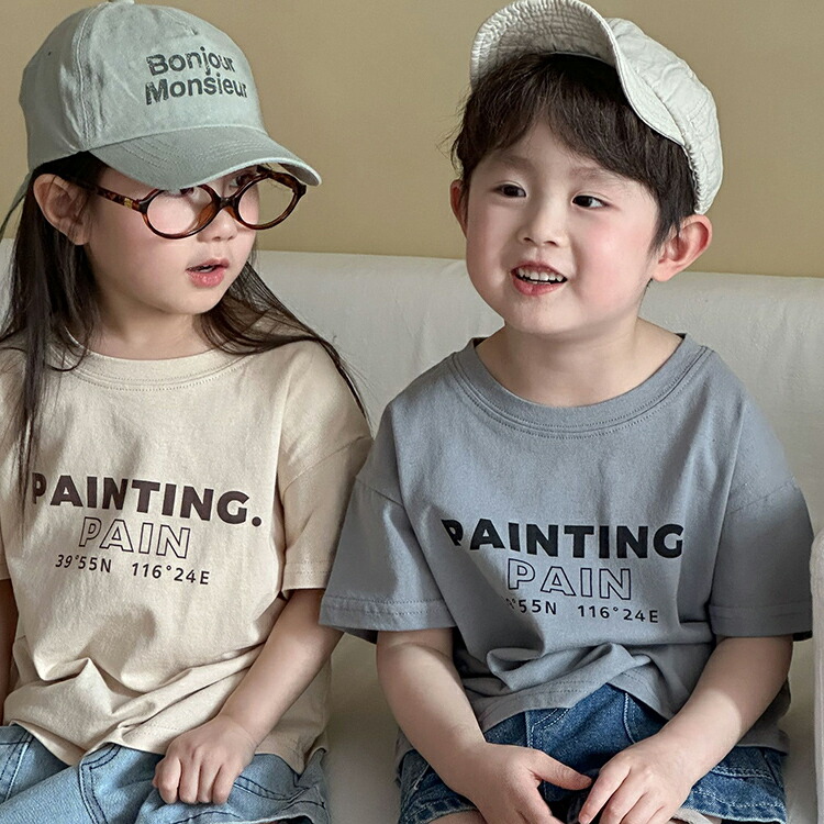 楽天市場】英字 シンプル 夏用 tシャツ キッズ 綿100 半袖 5分袖