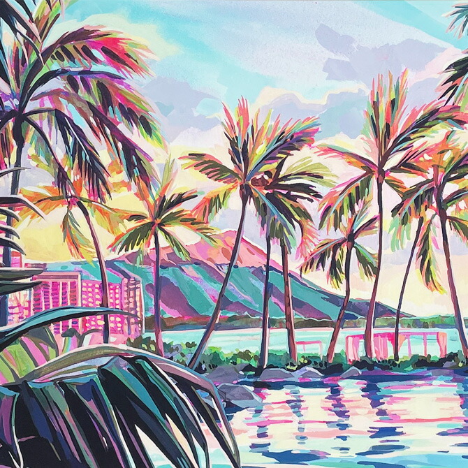 水彩画 Jan Parker ハワイの海 水彩画 Jan Parker ハワイの海 水彩画