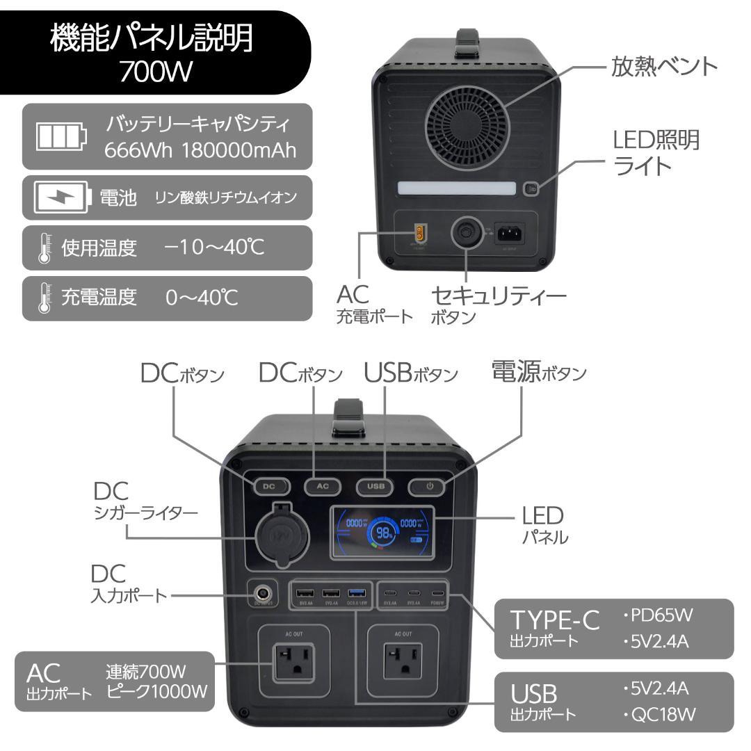 ポータブル電源 充電式 移動バッテリー 黒/オレンジ p15 新品 【公式通販】