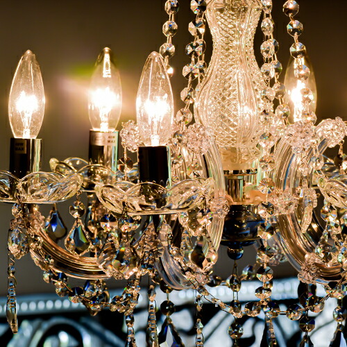 クリスタル ブラックシャンデリア 6灯 60W クリスタル ブラック