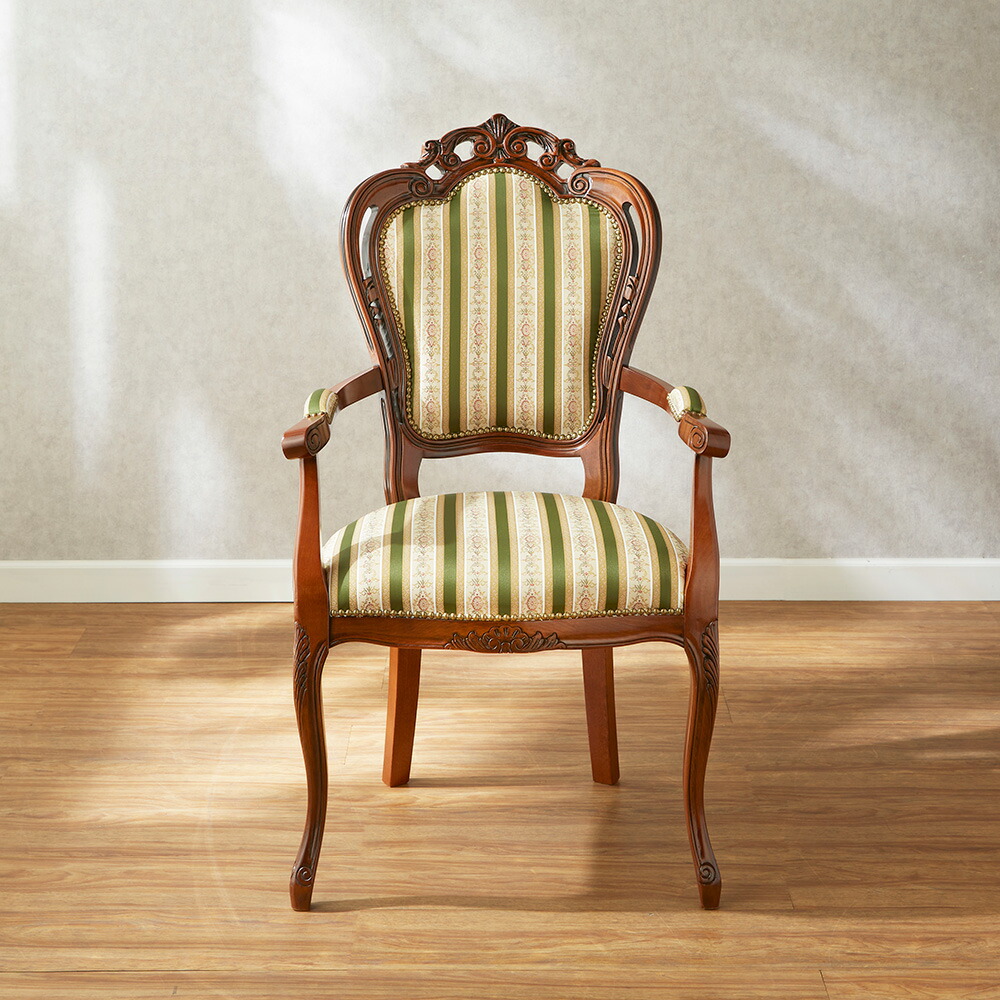 楽天市場】イタリア製 アームチェア グリーンストライプ 幅63cm/椅子