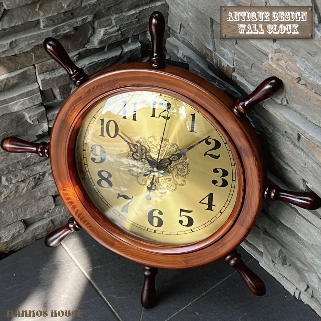 楽天市場】アンティーク 舵輪 ハンドル 掛け時計 おしゃれ 船 舵