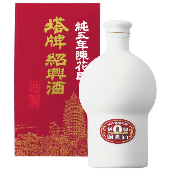 楽天市場】宝酒造 紹興酒塔牌 純五年陳花彫玉珠白磁 500ml 壺 中国