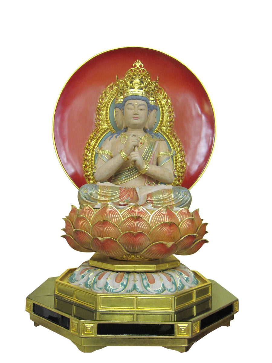 修縁堂】新作 仏教工芸品 木彫仏像 彩金 彩金 彩繪 大日如来座像 修縁