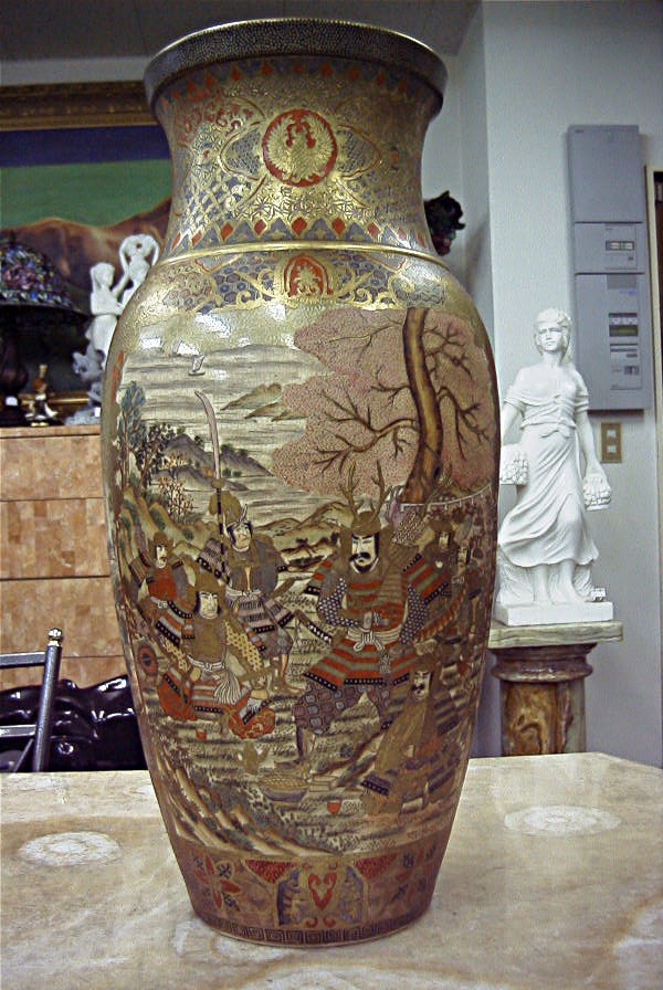 飾り大壺 大型96cm 美品】薩摩豪華絢爛 金襴手大名細密絵付 特大 花瓶