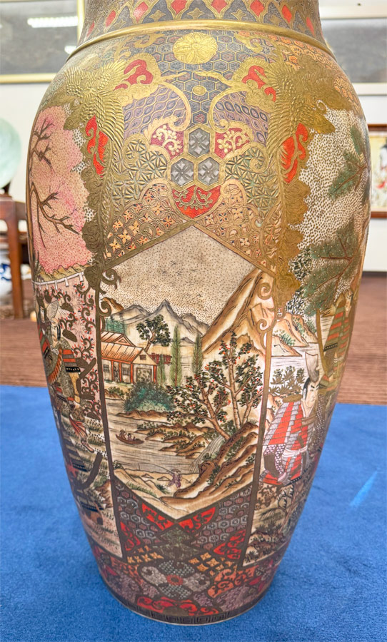 楽天市場】薩摩焼 金彩色絵 武者図 飾り壺 高さ約73cm 彩金 美術品 侍