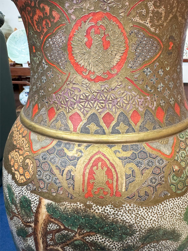 時代 薩摩焼 金彩色絵 花卉紋 手桶 水指 煎茶道具 時代 薩摩焼 金彩色