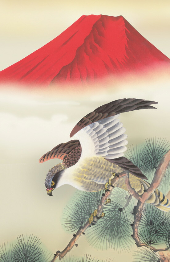 掛け軸 永田秋月 一富士二鷹三茄子 絹本 希少 軸装 茶道具 掛軸 です。