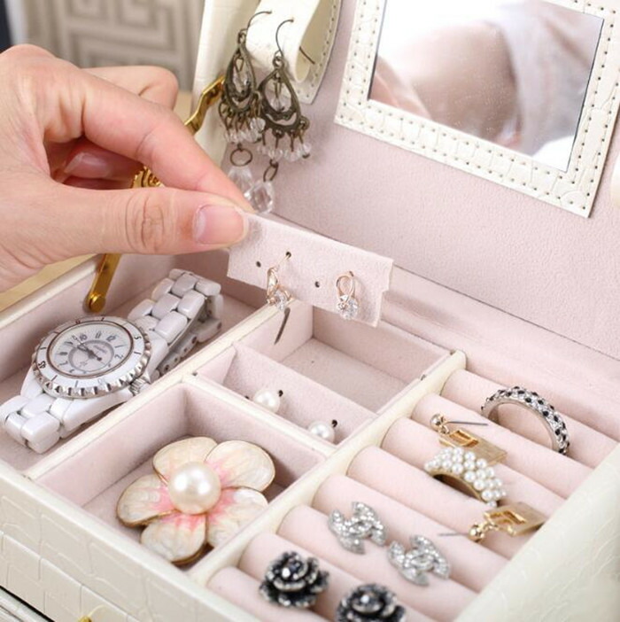 楽天市場】送料無料 ジュエリーボックス アクセサリーケース 鏡 鍵付き