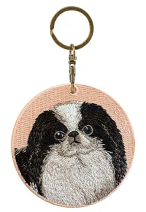 楽天市場】チン キーホルダー シルク両面刺繍 犬キーホルダー チン 狆