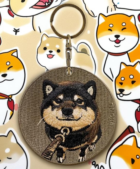 楽天市場】拒否シバ犬 キーホルダー シルク両面刺繍 犬キーホルダー 黒