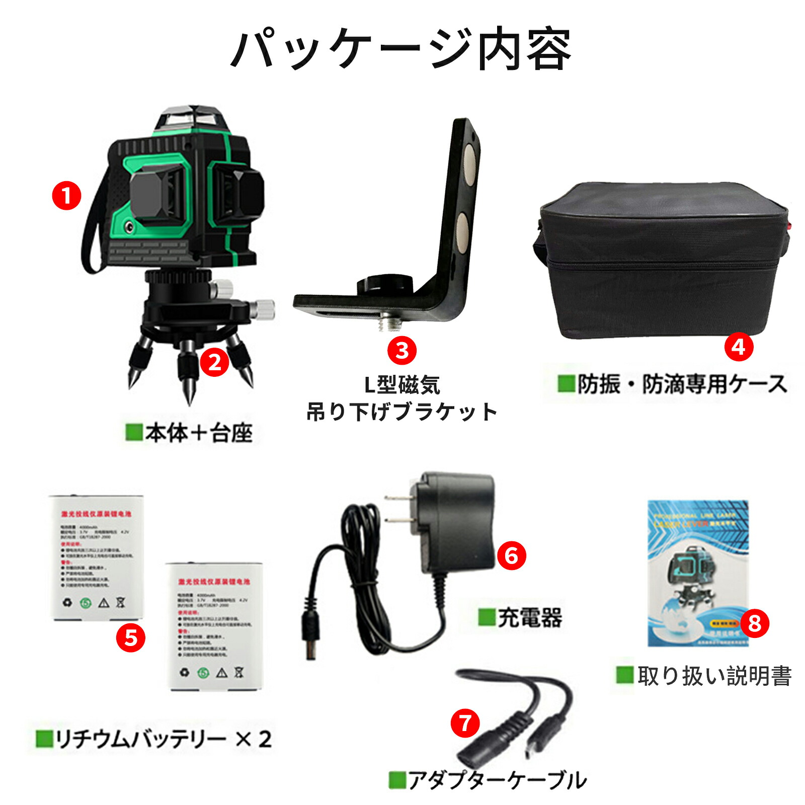 楽天市場】レーザー墨出し器 グリーンレーザー 12ライン 墨出し器 フル