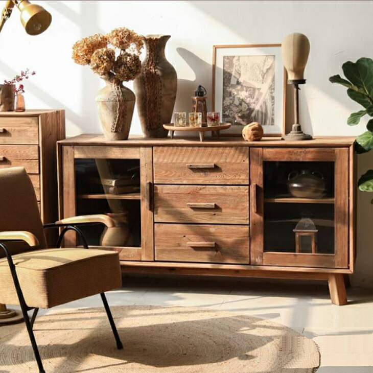 楽天市場】サイドボード アンティーク 北欧 古材 無垢 完成品 リビング