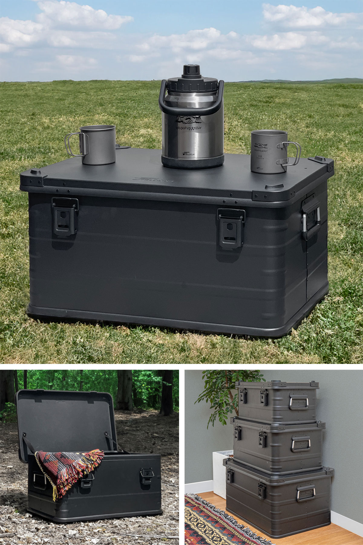 楽天市場】【楽天1位】FIELDOOR アルミ コンテナボックス 蓋付き