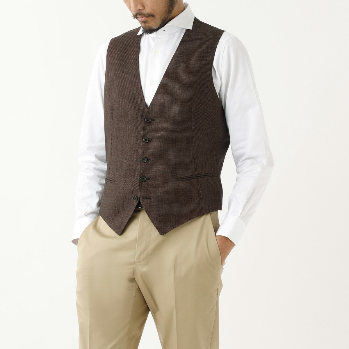 未使用級】タリアトーレ TAGLIATORE ジレ ブラウンSize48 未使用級