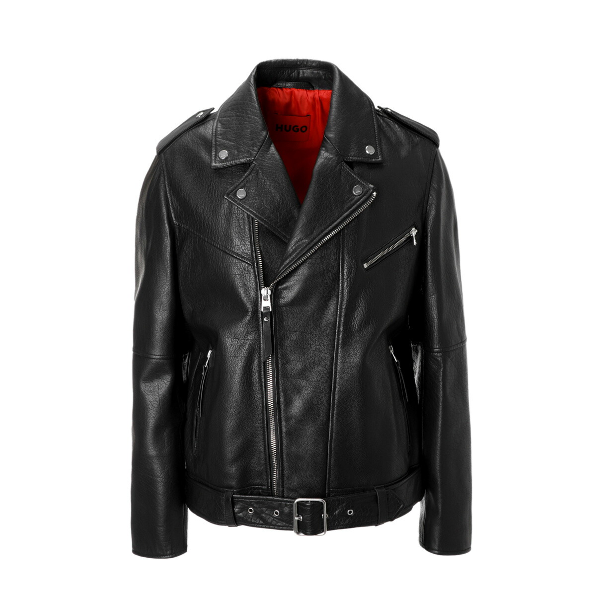 ヒューゴボス ラムレザー シングル ライダース ジャケット 羊革 EC3