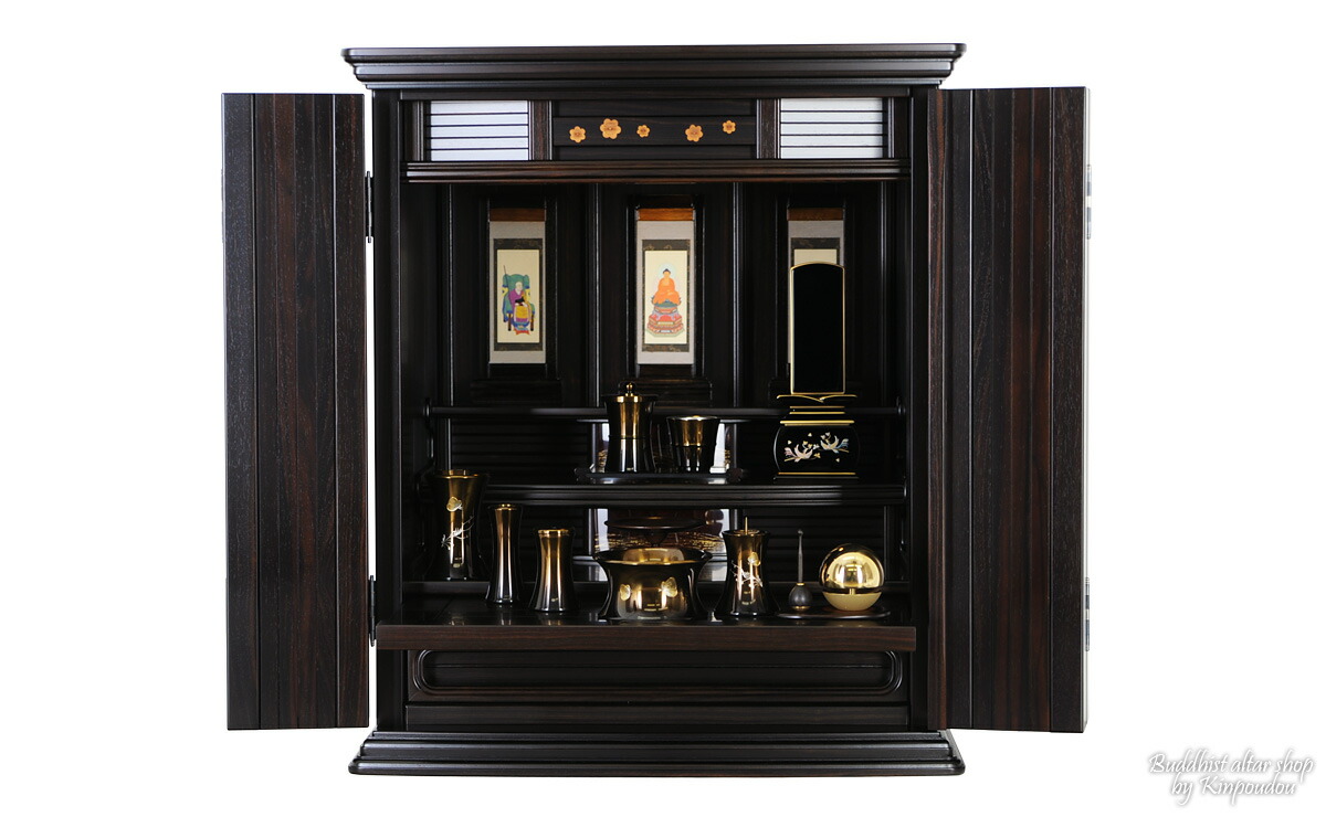 楽天市場】仏壇 モダン仏壇 20号 ミニ仏壇 ［仏具付］【威風 本黒檀 20