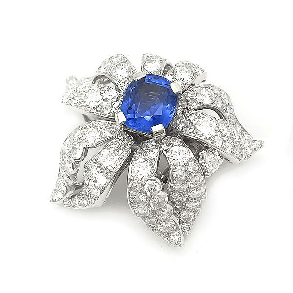 楽天市場】【緑屋質屋】カルティエ 非加熱サファイア・ダイヤ ブローチ