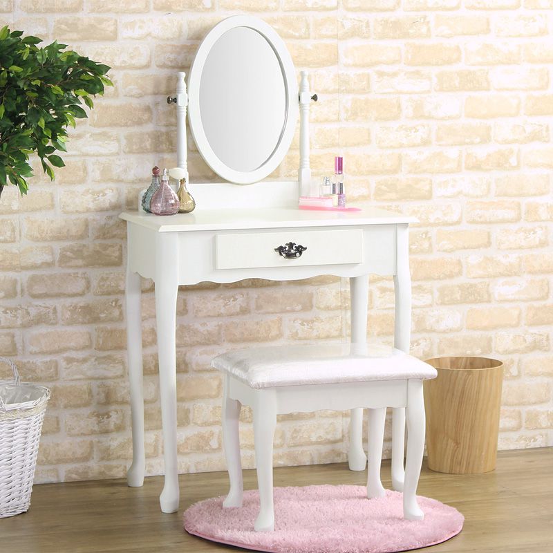 小売業者 Aisha様 専用 ホワイト木製ドレッサー・両面 椅子2個つき