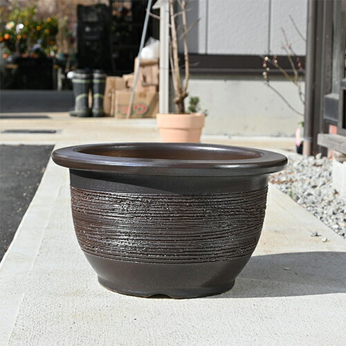 楽天市場】植木鉢信楽焼き窯肌輪型植木鉢13号信楽鉢植木鉢一つで樹も