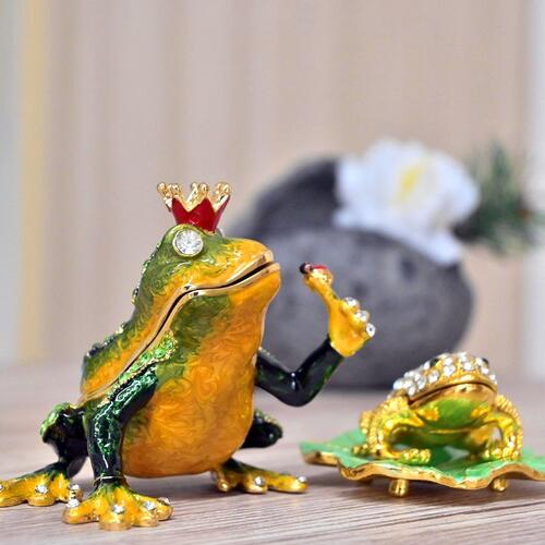 楽天市場】エナメルボックスNo.1カエルの宝石箱 2個セット蛙 銀色 金色