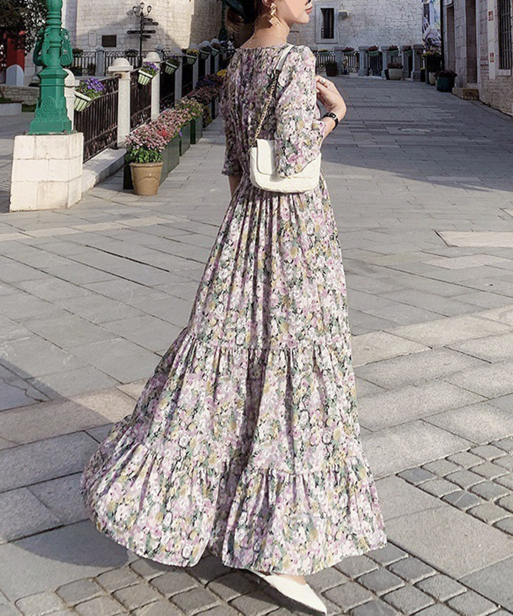 アトリエgg☆メアリー19ハーフ②マヒナ☆ワンピース花柄21 ホワイト