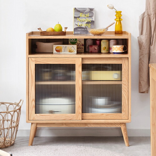 楽天市場】キャビネット 木製 幅65cm 収納棚 食器棚 幅86cm ガラス