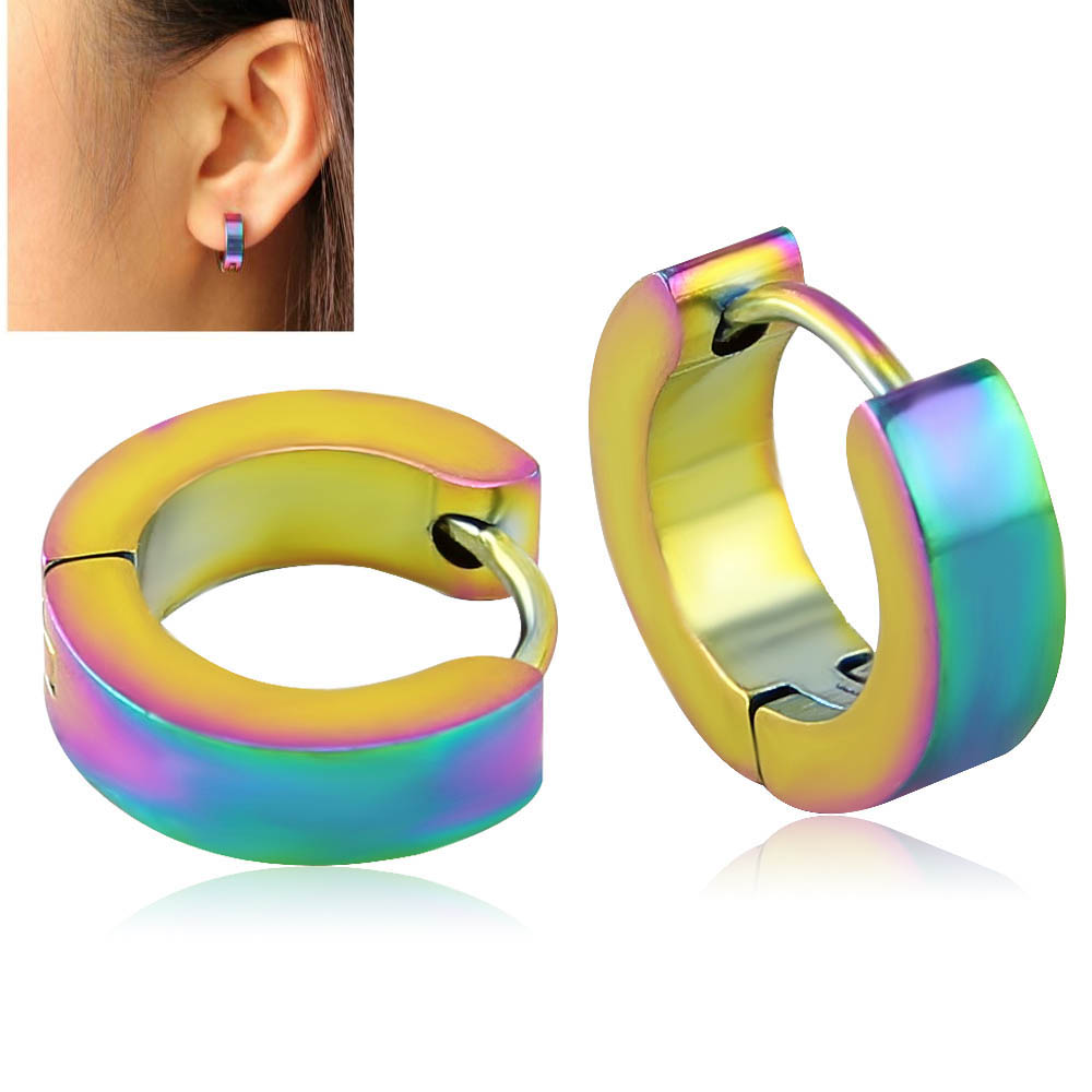 楽天市場】シンプル 虹色 レインボーフープピアス 1個販売 プレーン