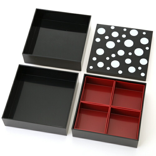 楽天市場】紀州塗り 重箱 3段 6寸 三段 水玉 仕切り 入子付き 白