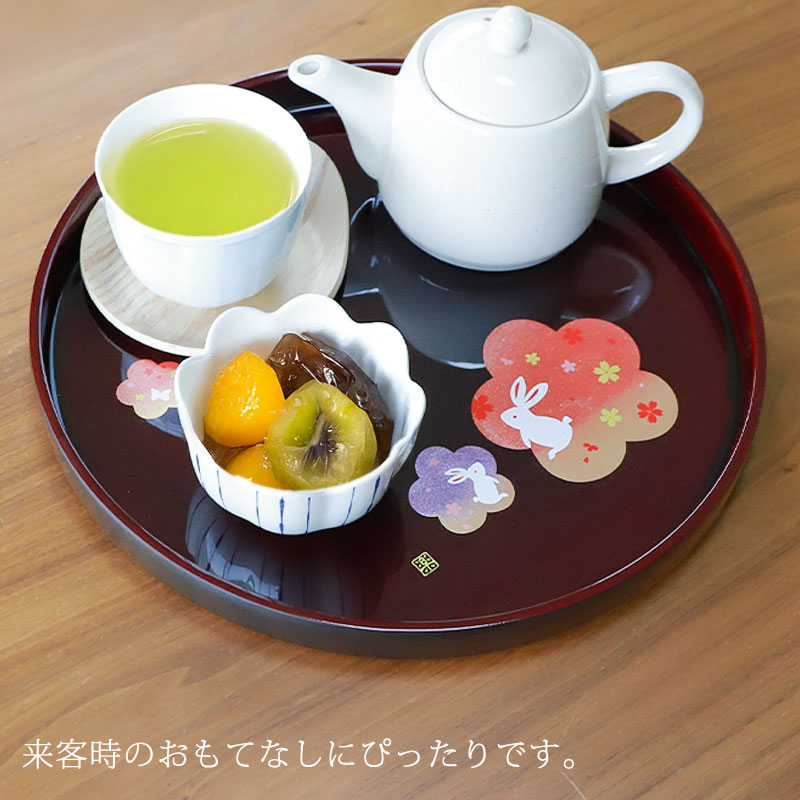 漆器 ウサギの絵柄 四角いトレーとプレートセット 楽天市場】漆器 半月
