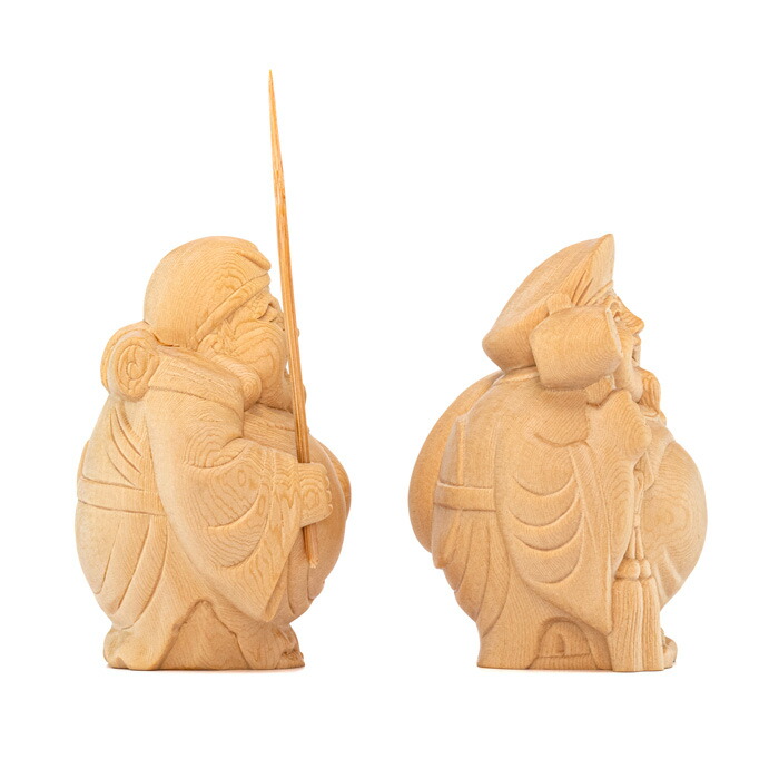 楽天市場】【 伊勢 宮忠 】【 木彫 えびす様・大黒様 二福神 台付 No.5