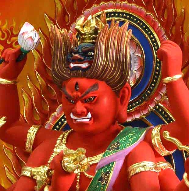 大迫力 井波彫刻 特大型高90cm 檜材 木彫仏教 仏師で仕上げ品 愛染明王座像