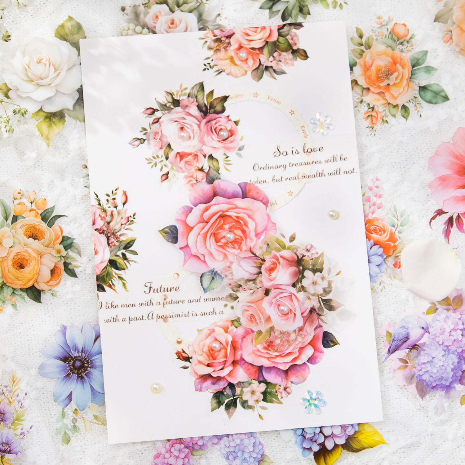 楽天市場】マスキングテープ 透明 花 コラージュシール 海外マステ