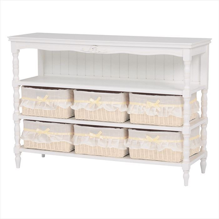 クリームシチューアンティークホワイトキャビネット引き出し付き