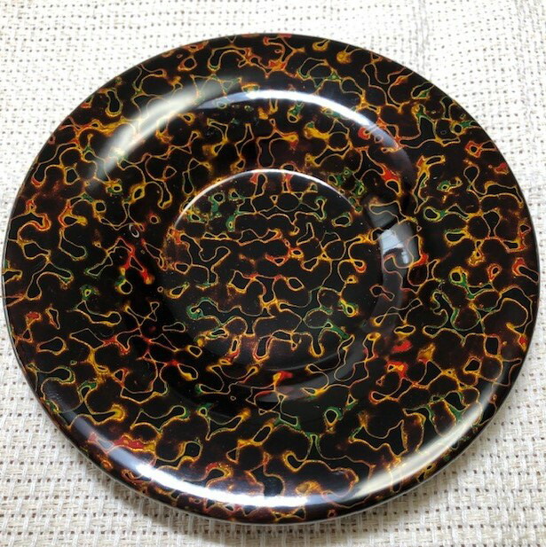 津軽塗 唐塗 菓子器 青緑 紋紗塗 螺鈿細工 茶托 コースター 4