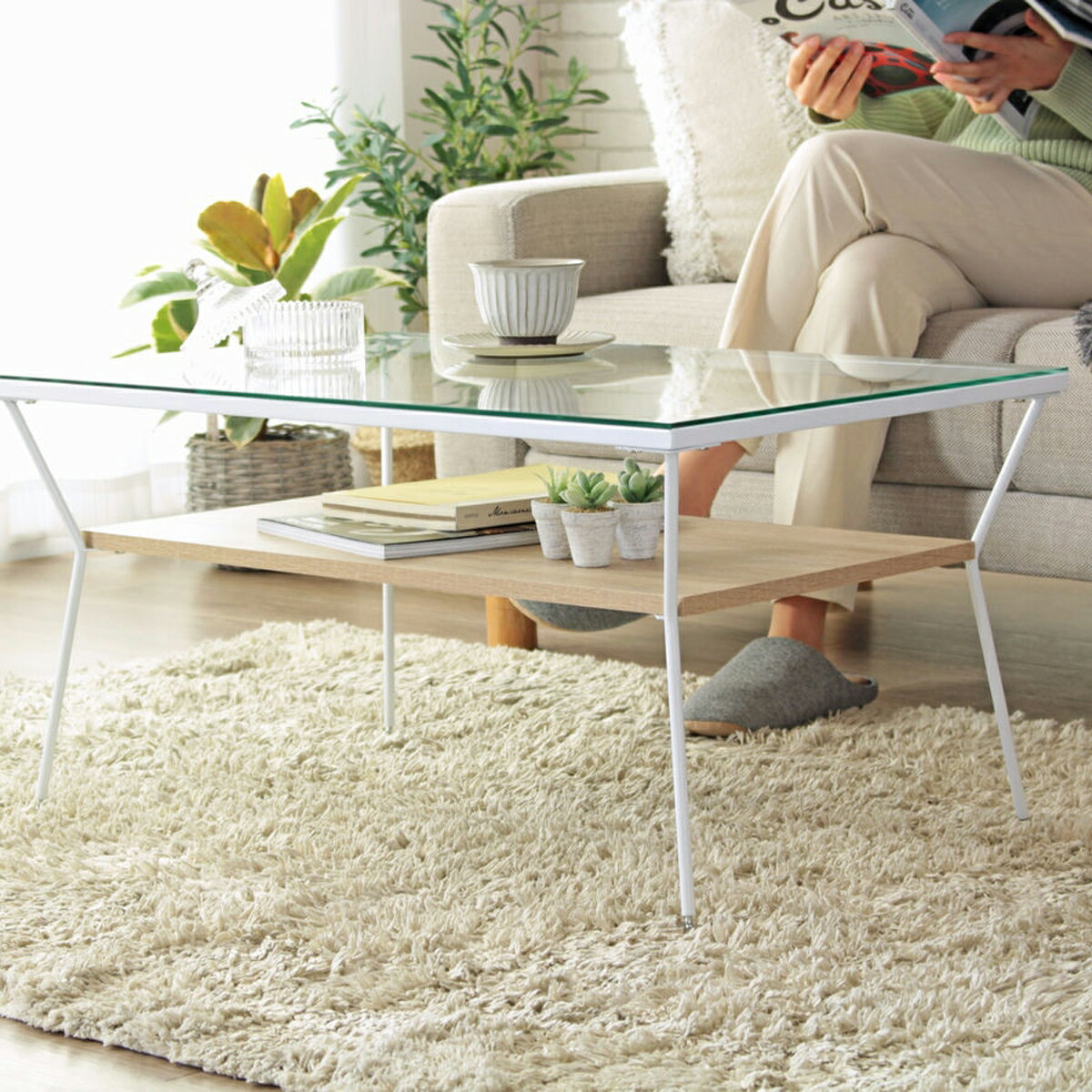 楽天市場】ガラステーブル W800 D500 H400 リビングテーブル つくえ 机