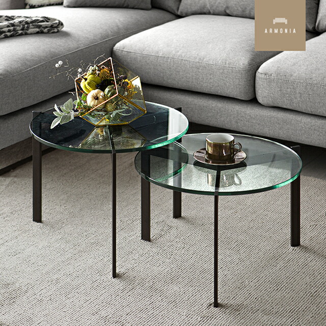 N】サァラ麻布 オルセニゴ ガラス サイドテーブル コーヒーテーブル N