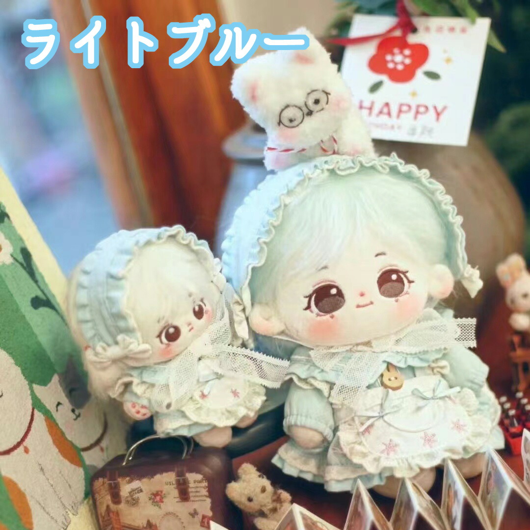 10cm ぬい服 薄紫ストライプエプロンワンピースR