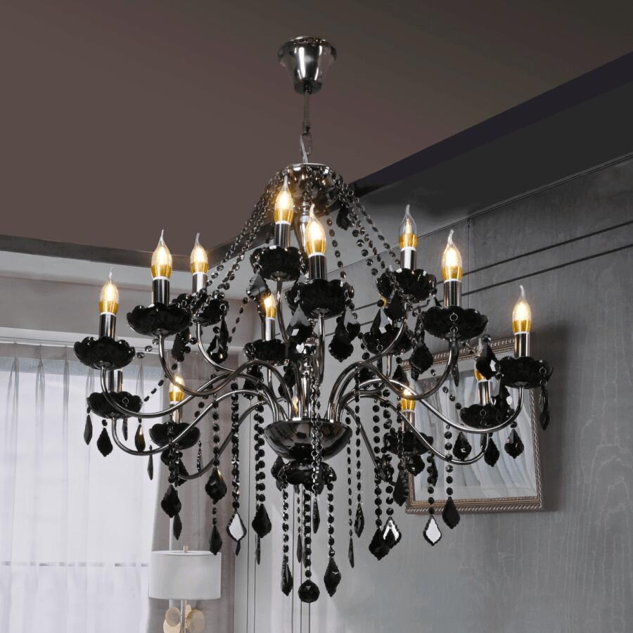 エレガント 豪華 シャンデリア シルバー ブラック カーテン付き
