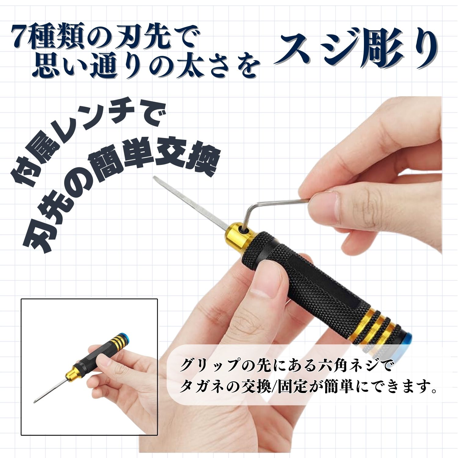 楽天市場】P5倍!! スジボリ タガネ 7本セット ガンプラ ミニ四駆