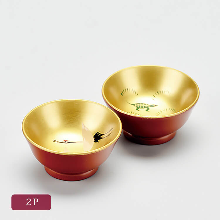 楽天市場】金地 1.8 小盃 2P 鶴亀(手描) 2客 セット 酒器 天然木製 漆+