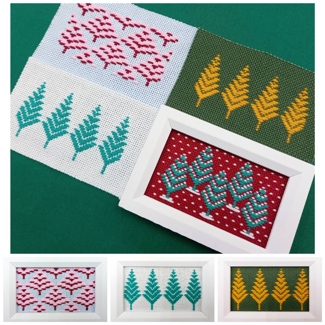 楽天市場】こぎん刺しキット オリジナル 「四季の木々」ミニ額 約7.4cm