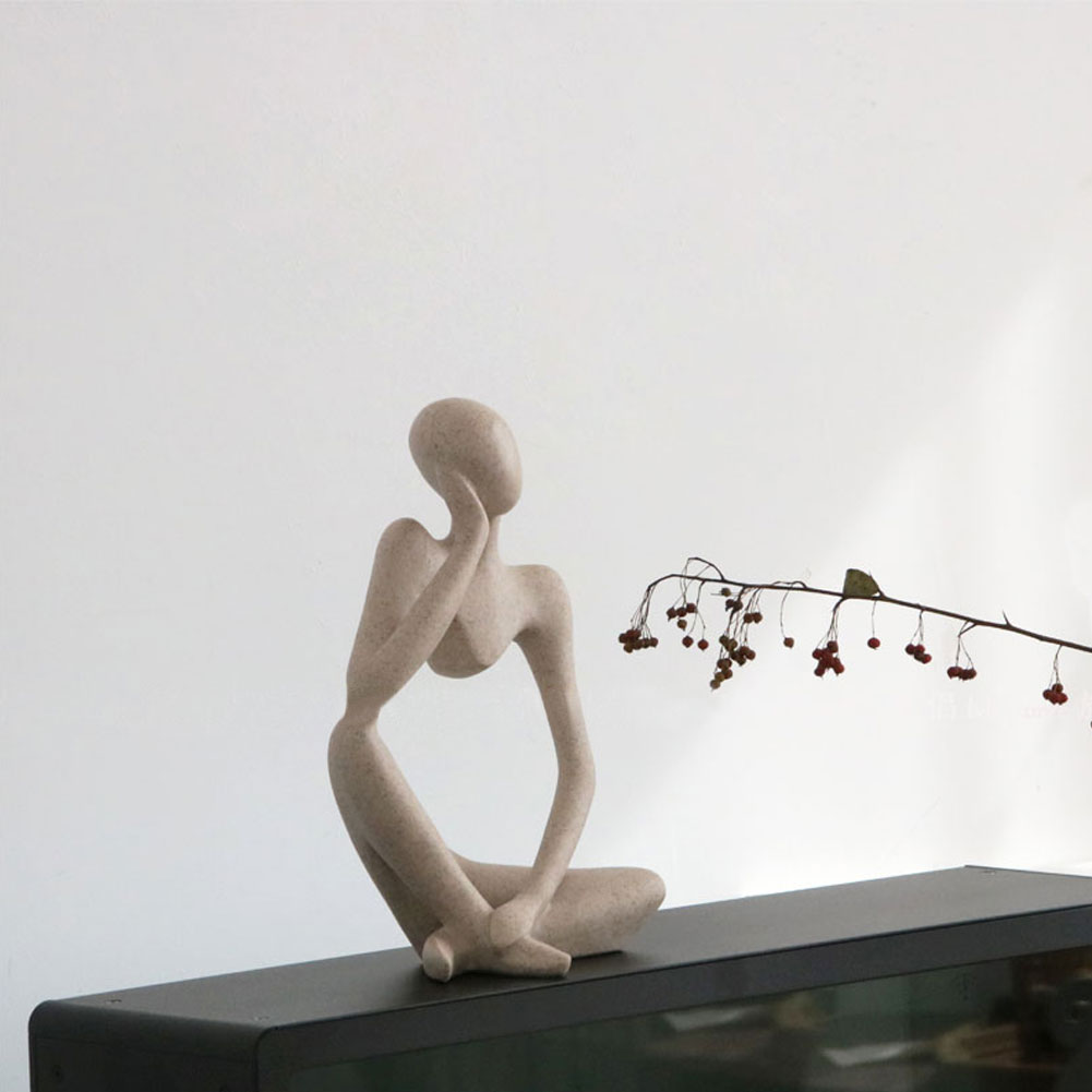 楽天市場】オブジェ 抽象彫刻 アート 砂岩 考える人 物思いに耽る 現代