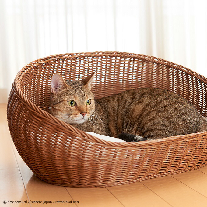 楽天市場】【送料無料】Sincere Japan ラタンオーバルベッド【猫用品