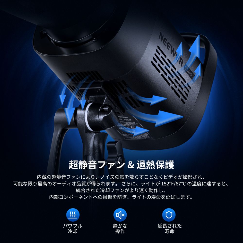 楽天市場】NEEWER CB60B 70W LEDビデオライト 2.4G&APP制御 2色 2700K