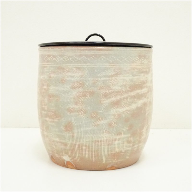 c100 細水指 耳付 透かし 李殷九 木箱 茶道具 古物 c100 細水指