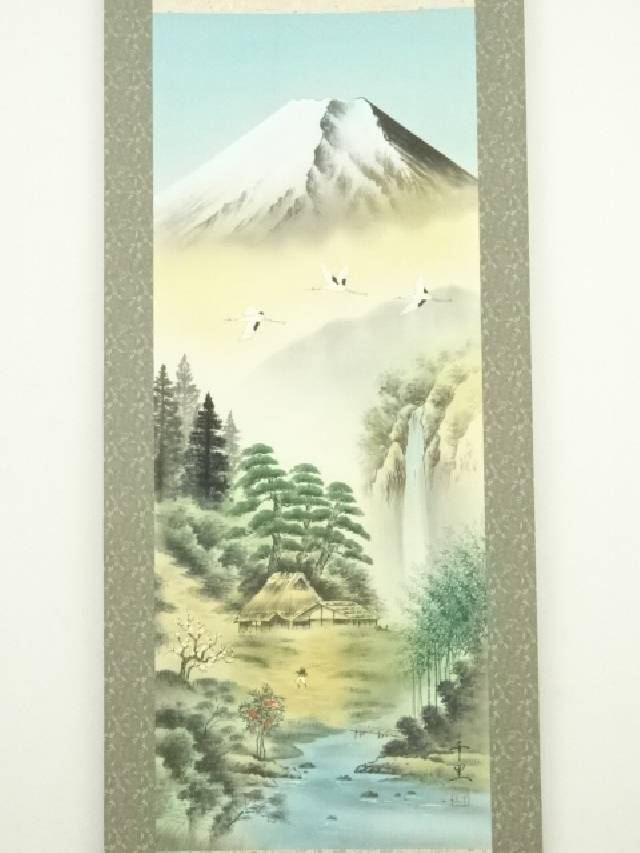 露草図】二木紫石 2603 共箱 蜂 掛け軸 肉筆 【公式通販】