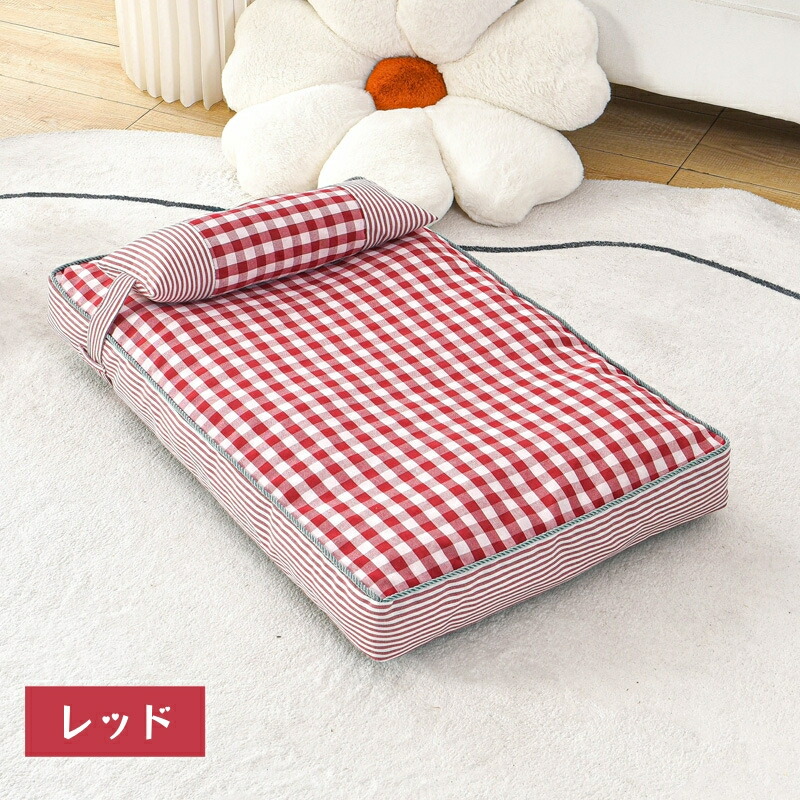 楽天市場】犬ベッド 枕付き ペットクッション ペットソファー チェック