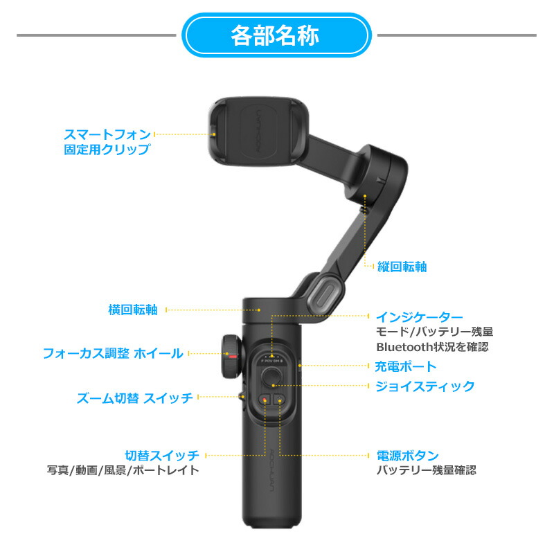 楽天市場】スマホ スタビライザー 3軸 ジンバル 自動追従 手ブレ補正